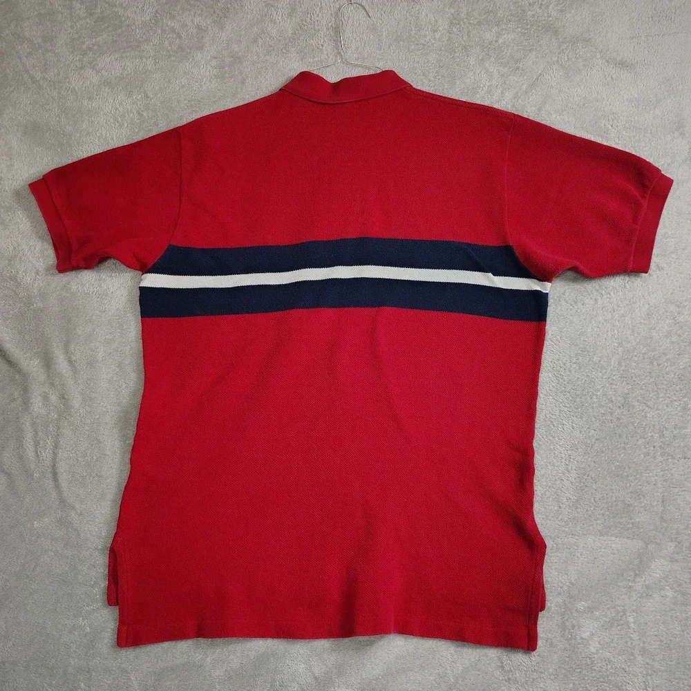 Vtg 90's Polo By‎ Ralph Lauren Striped Terry Cloth Collared Polo Shirt Large